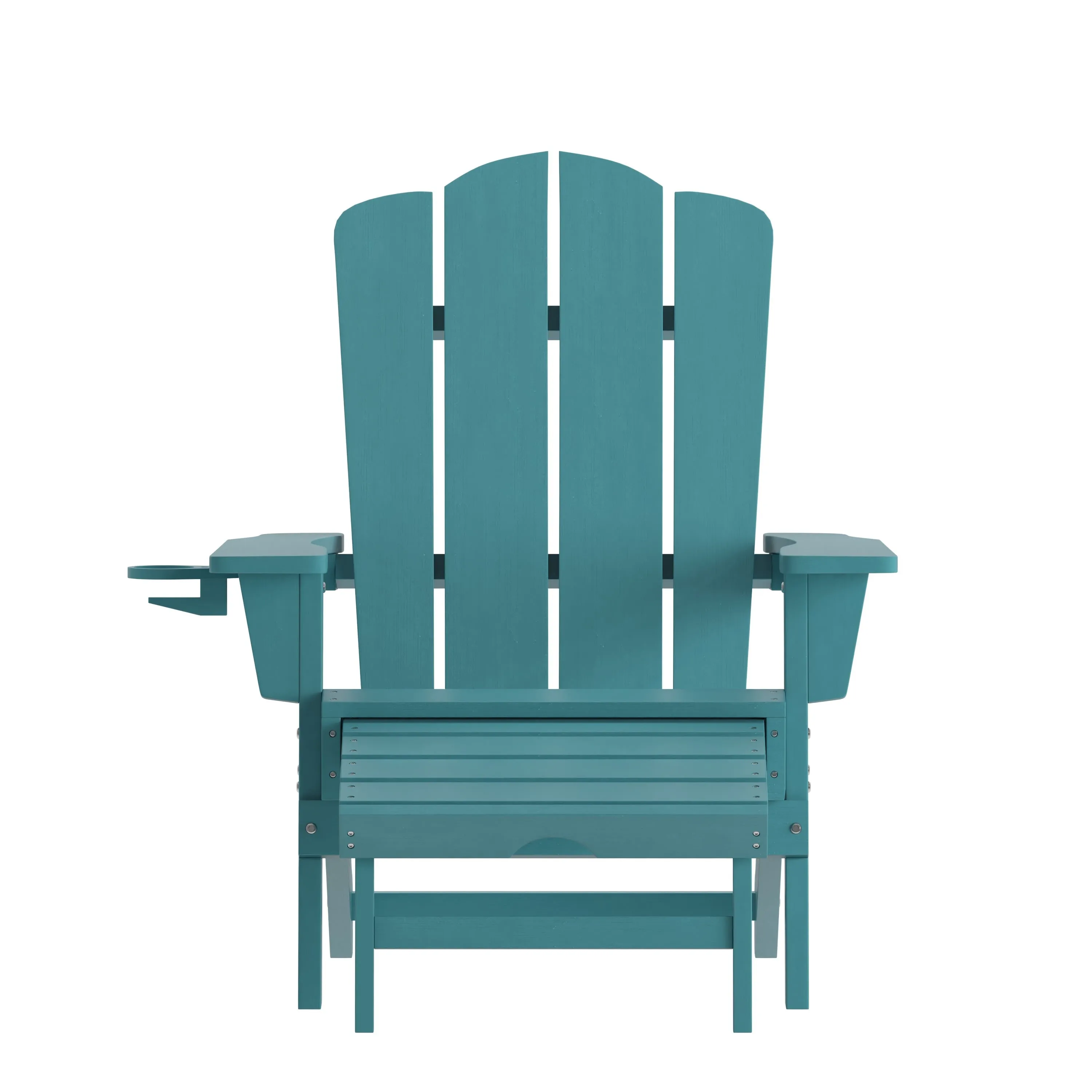 Newport HDPE Adirondack Chair with Cup Holder and Pull Out Ottoman, All-Weather HDPE Indoor/Outdoor Lounge Chair