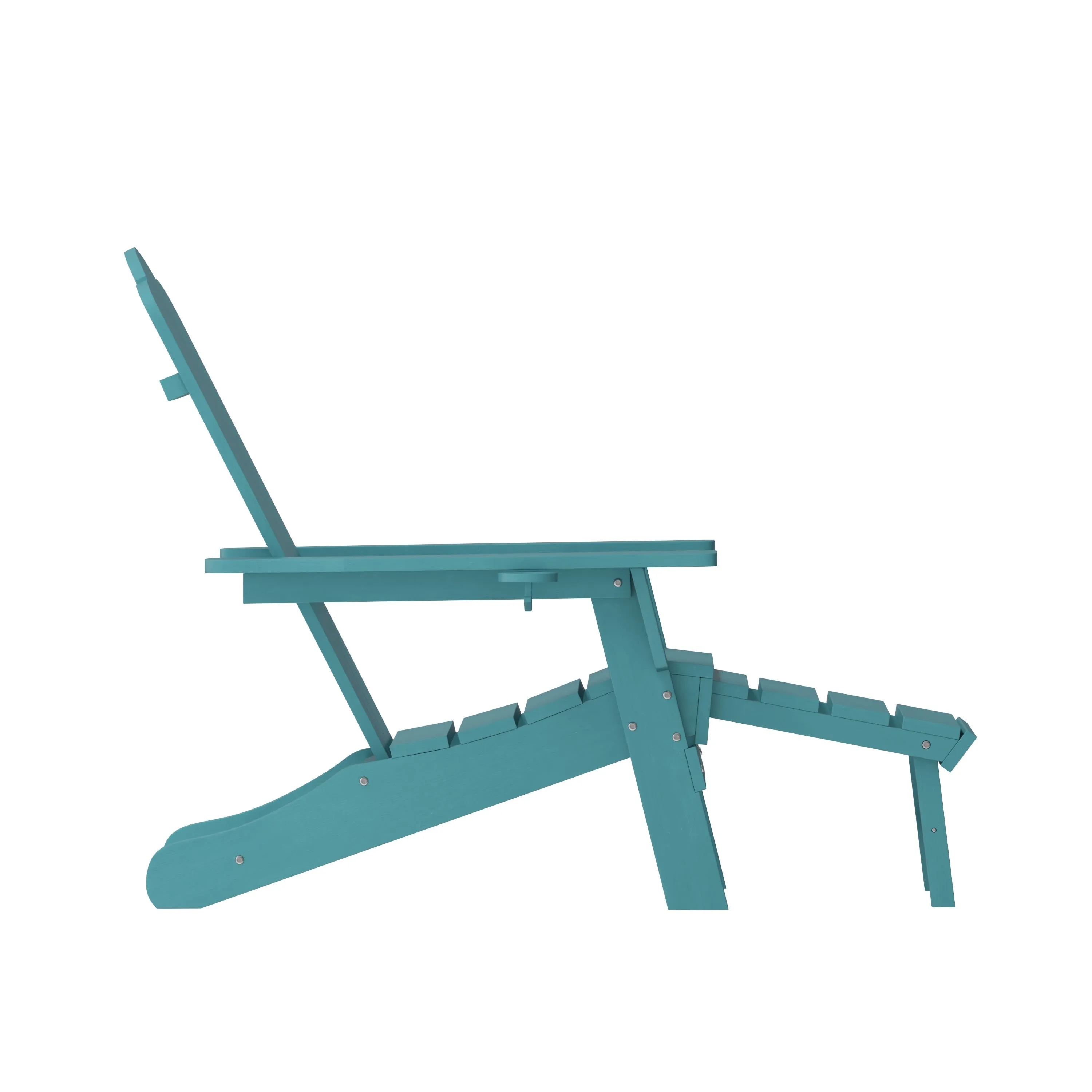 Newport HDPE Adirondack Chair with Cup Holder and Pull Out Ottoman, All-Weather HDPE Indoor/Outdoor Lounge Chair