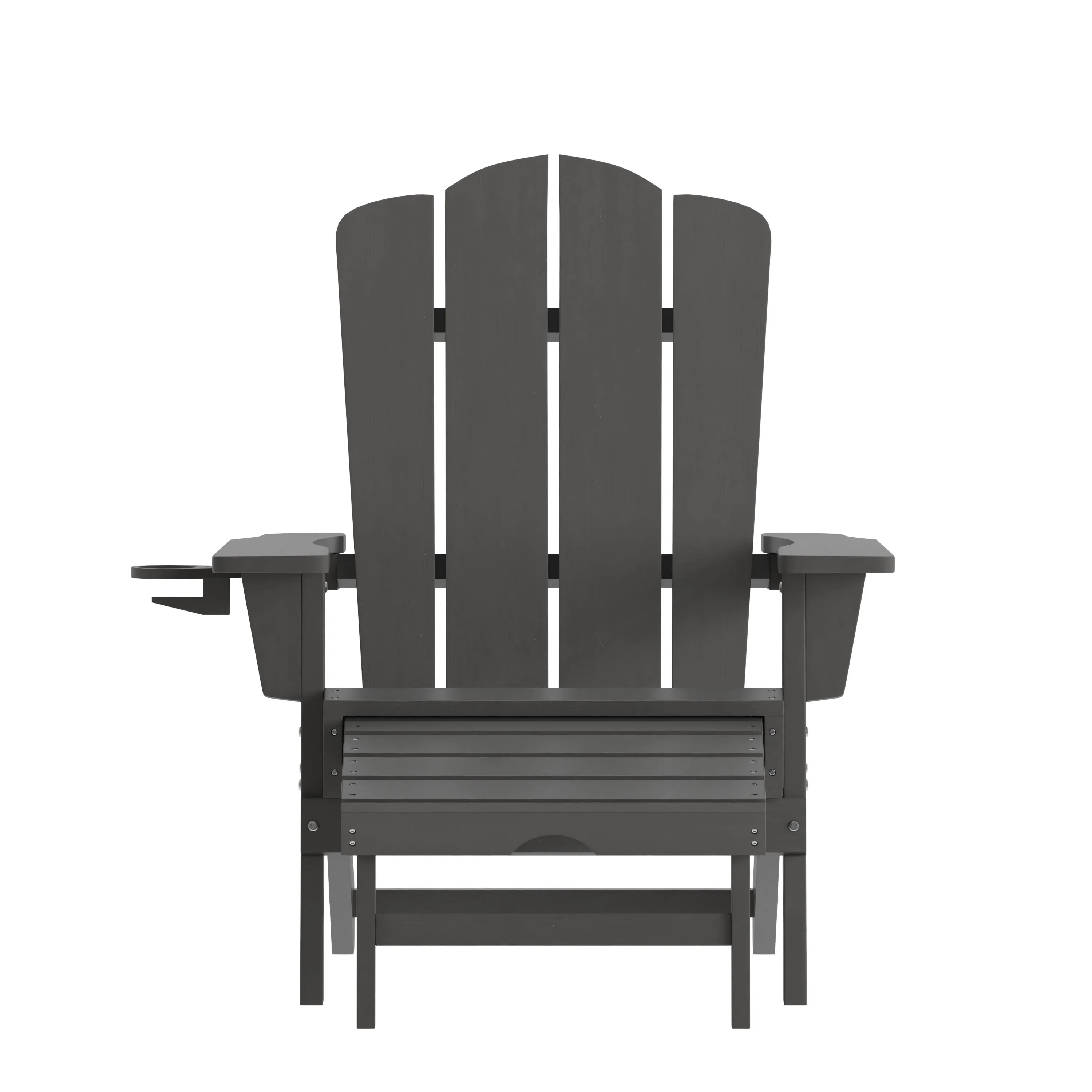 Newport HDPE Adirondack Chair with Cup Holder and Pull Out Ottoman, All-Weather HDPE Indoor/Outdoor Lounge Chair