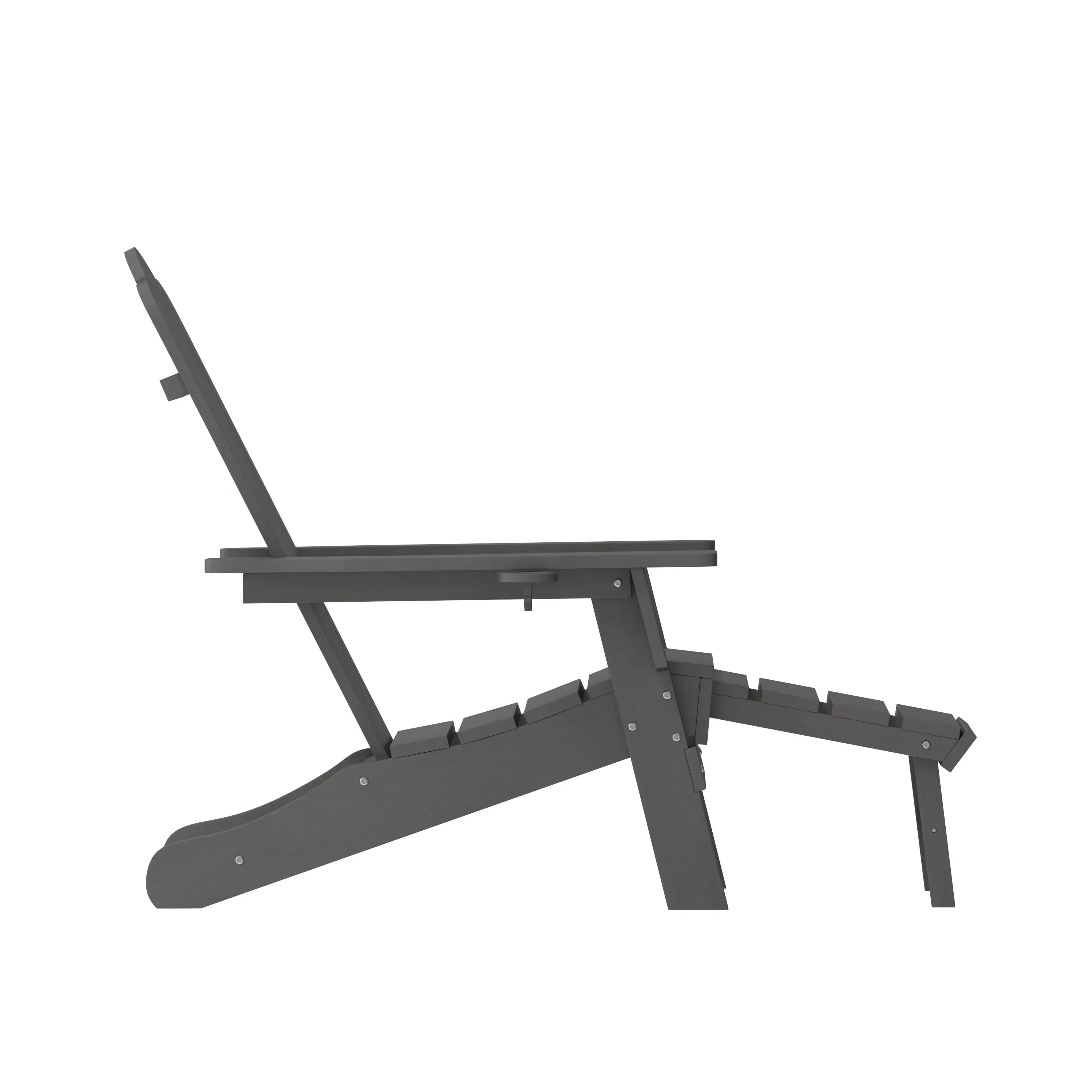Newport HDPE Adirondack Chair with Cup Holder and Pull Out Ottoman, All-Weather HDPE Indoor/Outdoor Lounge Chair