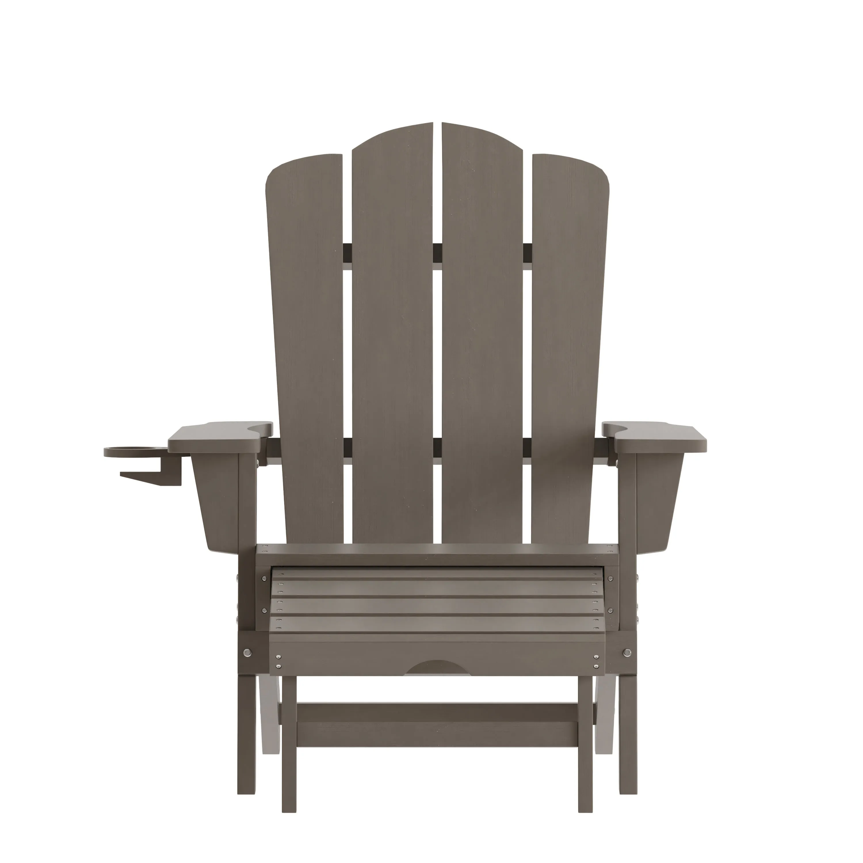 Newport HDPE Adirondack Chair with Cup Holder and Pull Out Ottoman, All-Weather HDPE Indoor/Outdoor Lounge Chair
