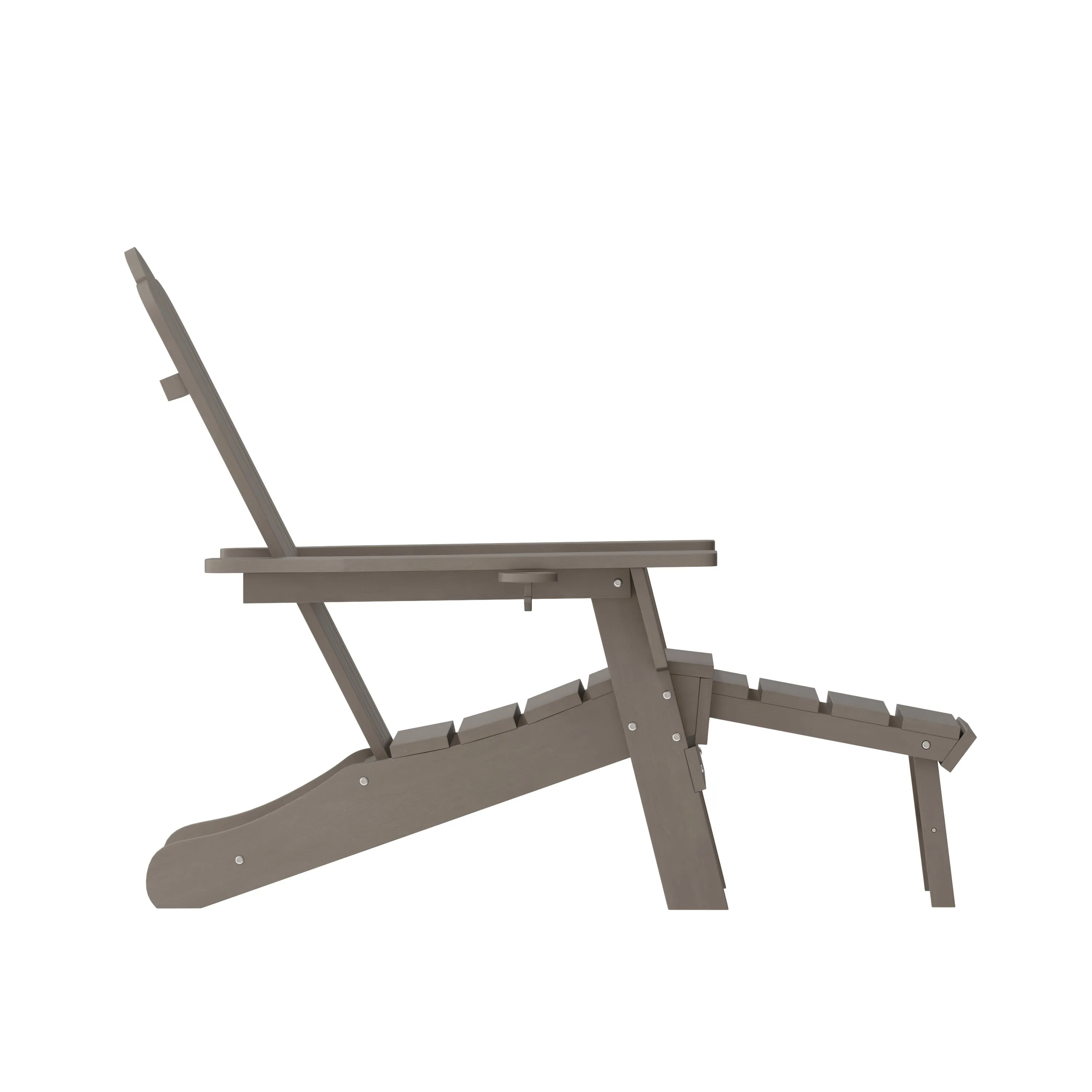 Newport HDPE Adirondack Chair with Cup Holder and Pull Out Ottoman, All-Weather HDPE Indoor/Outdoor Lounge Chair