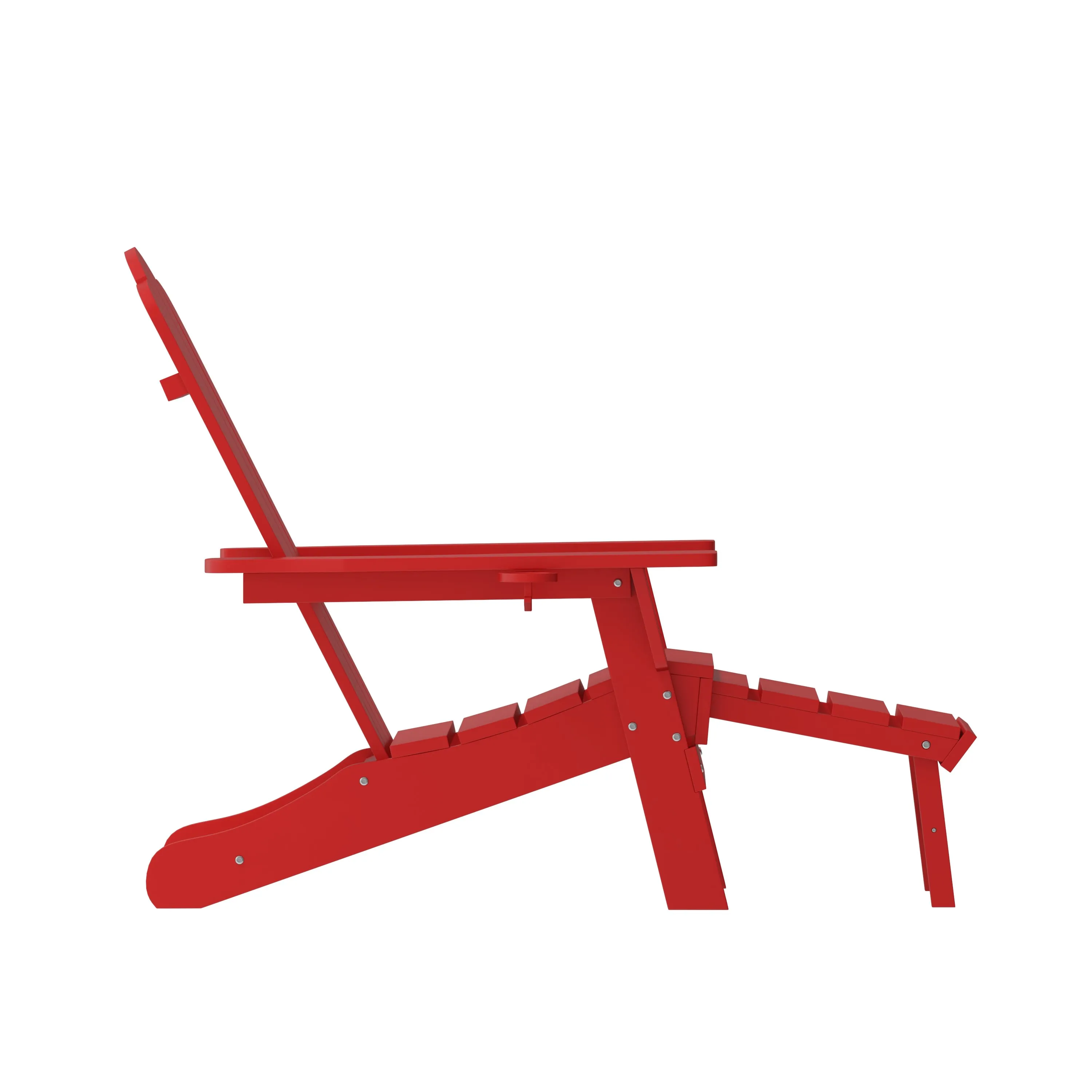 Newport HDPE Adirondack Chair with Cup Holder and Pull Out Ottoman, All-Weather HDPE Indoor/Outdoor Lounge Chair