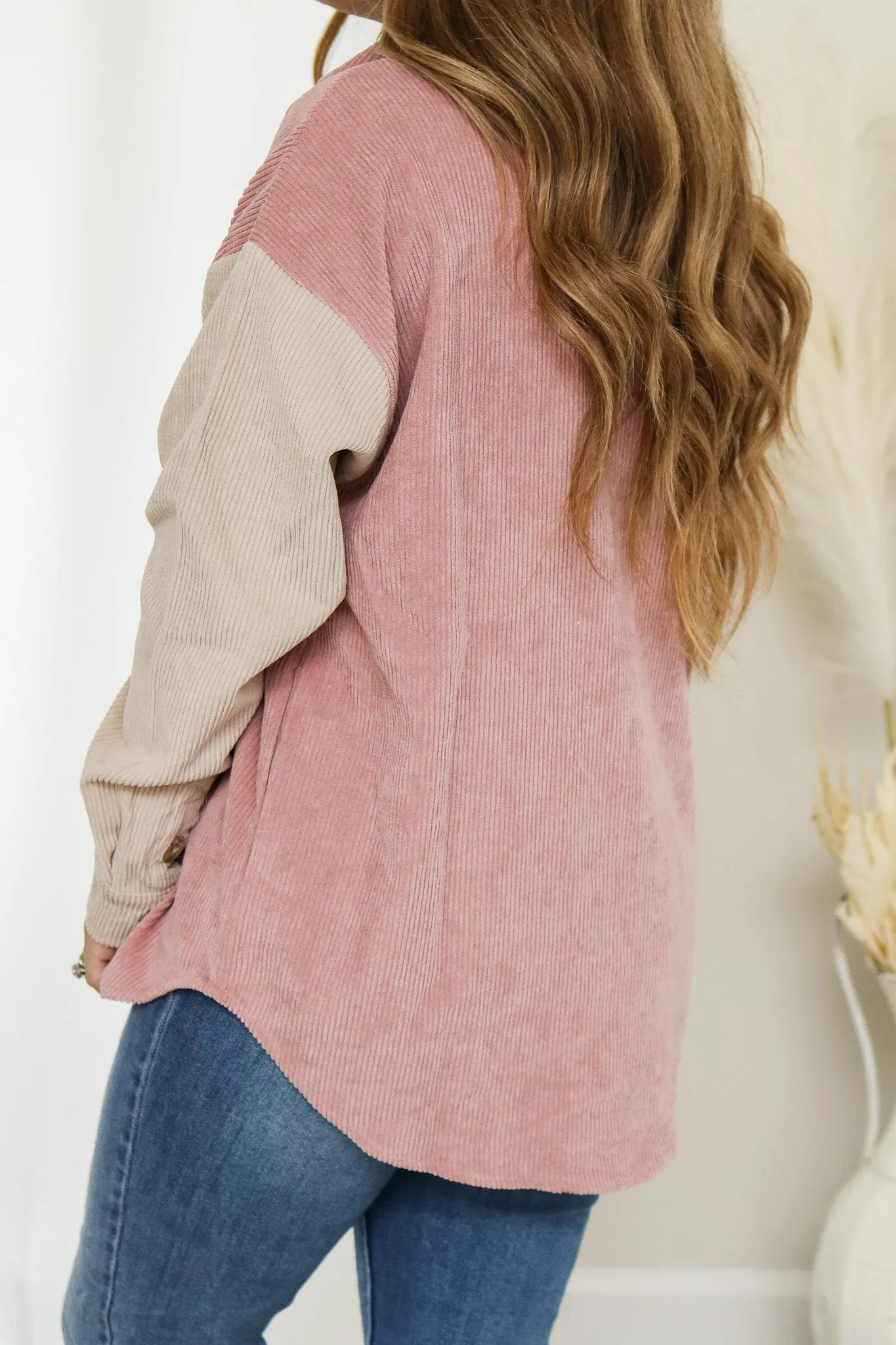 Pinky Promise Corduroy Colorblock Shacket