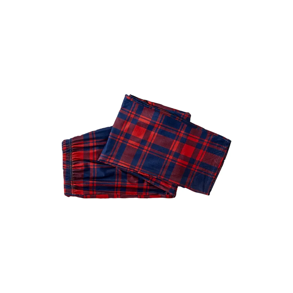 "Dear Santa Define Good" Slogan Printed Red and Blue Plaid Christmas Matching Pajamas