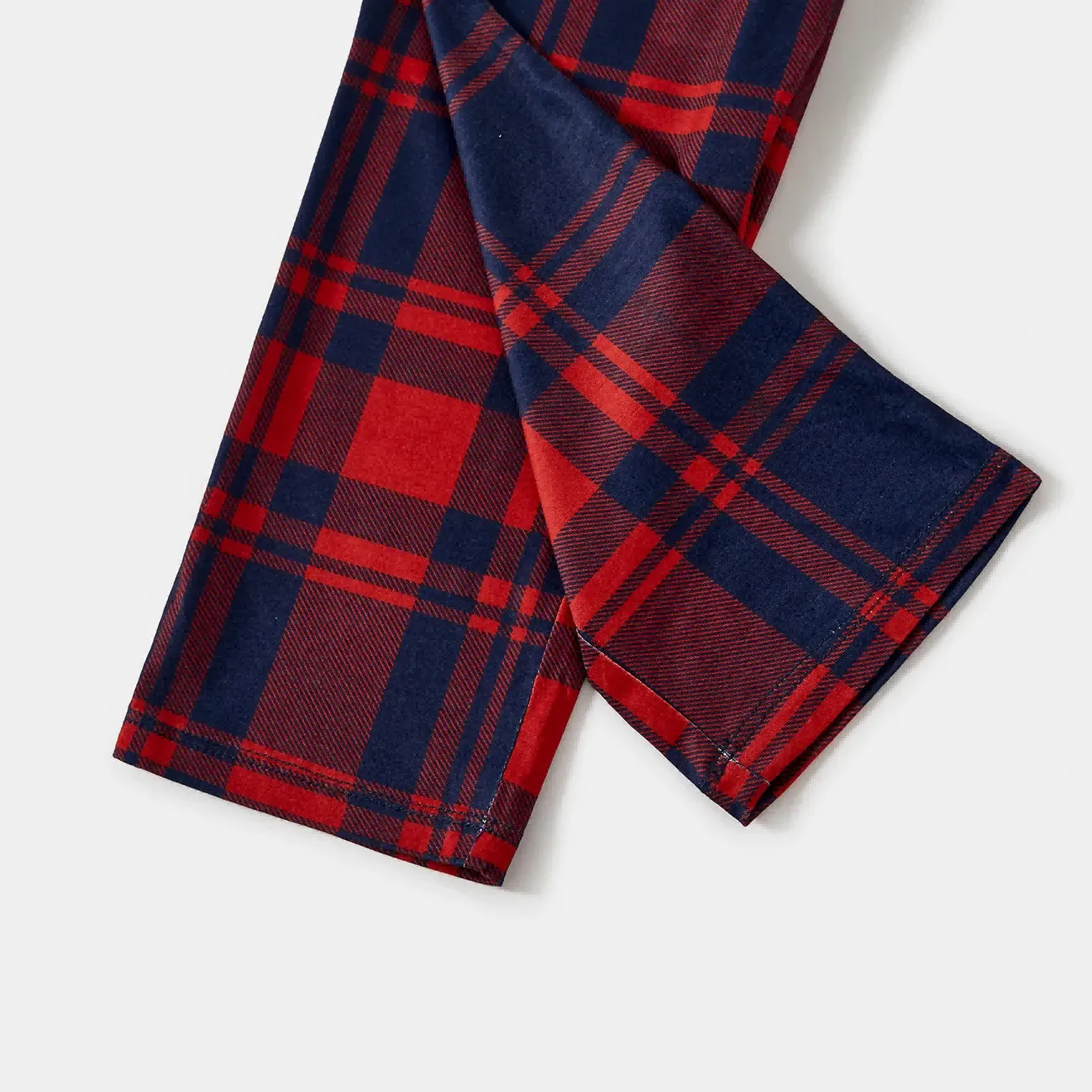 "Dear Santa Define Good" Slogan Printed Red and Blue Plaid Christmas Matching Pajamas