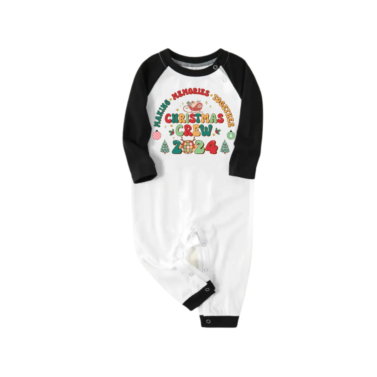 "Making Memories Together Christmas Crew 2024" Printed Green and Black Plaid Christmas Family Pajamas