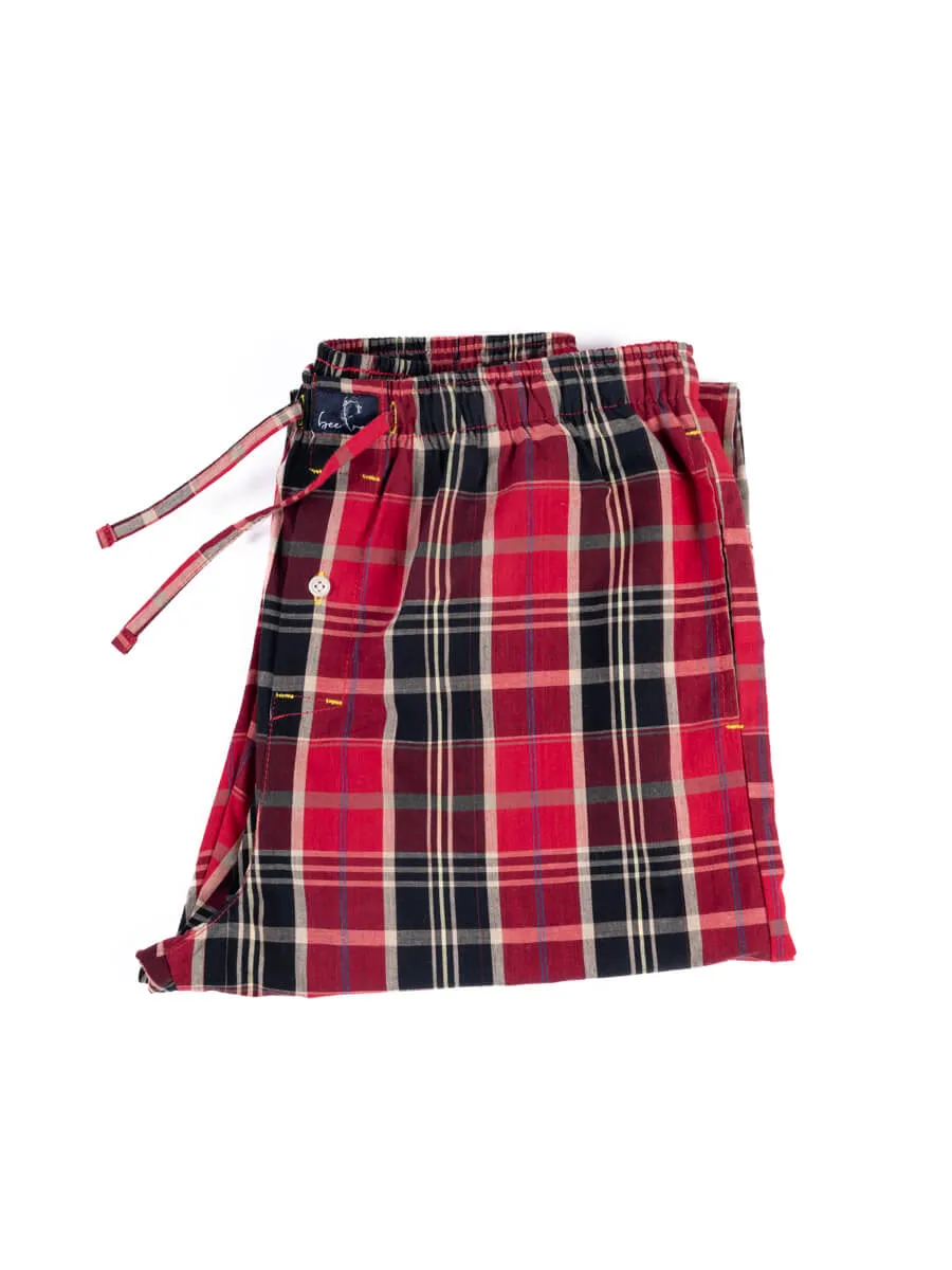 Red Black Cotton Blend Loungewear