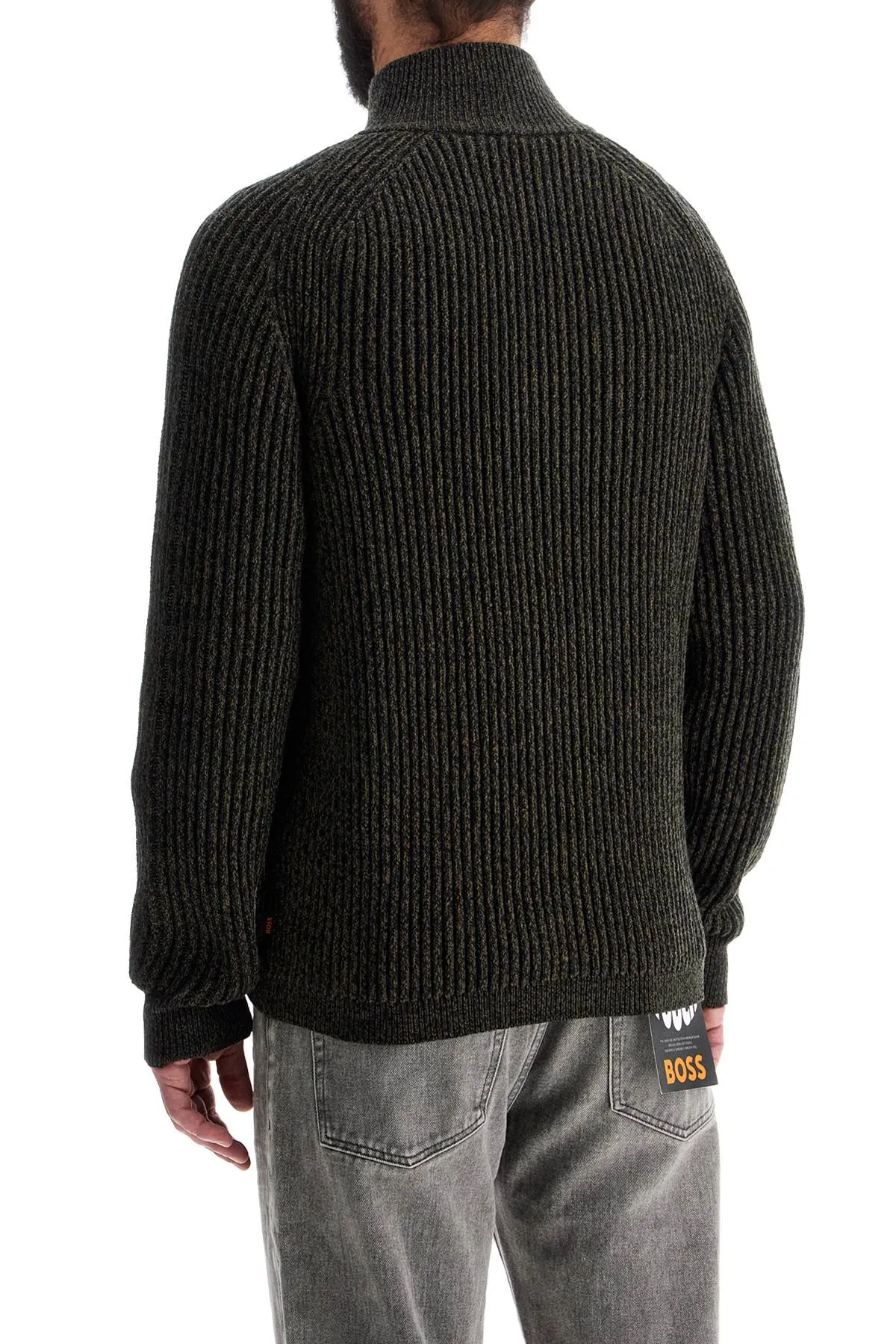 regular fit green high neck sweater in wool and polyacrylic 50523540 OPEN GREEN