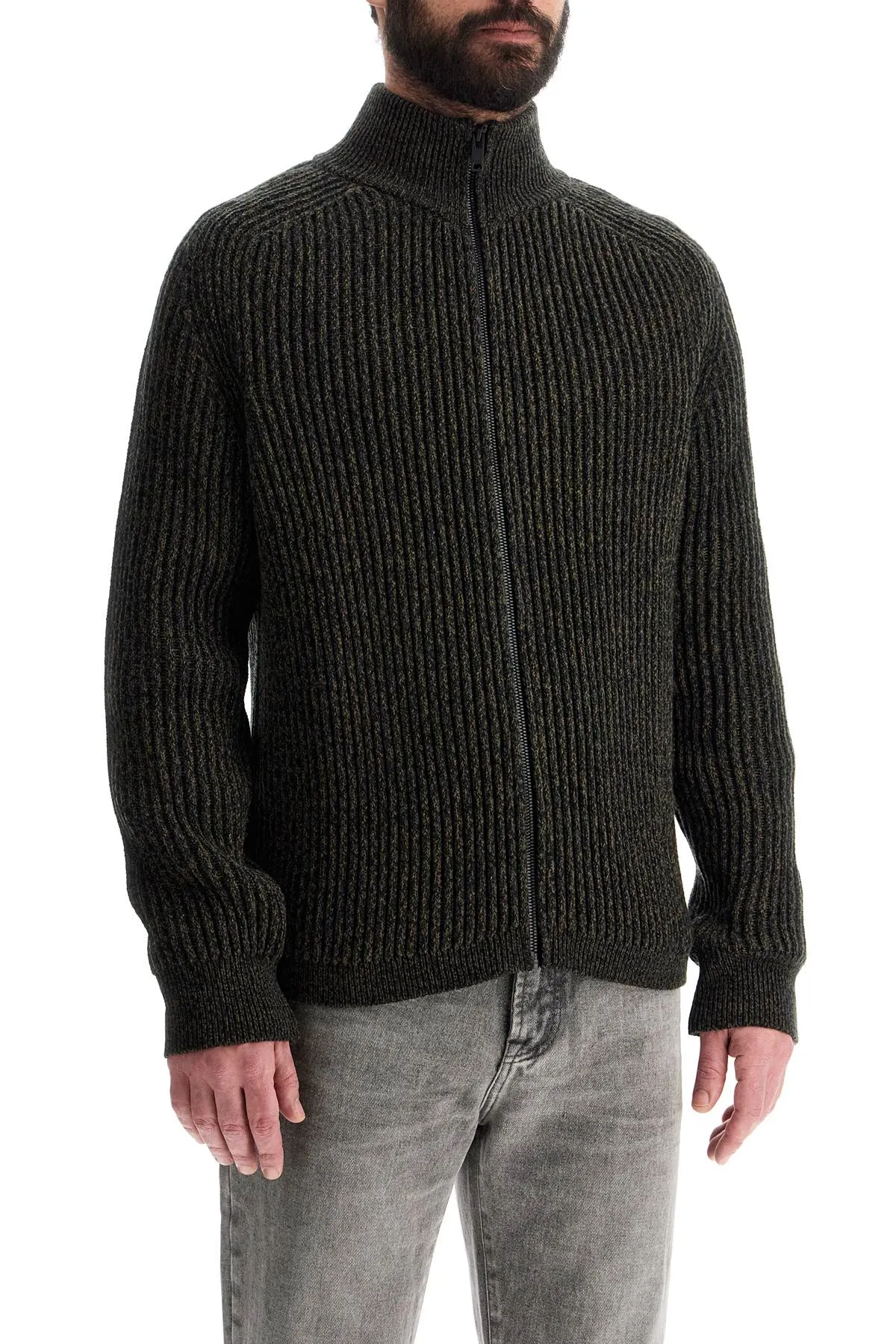 regular fit green high neck sweater in wool and polyacrylic 50523540 OPEN GREEN