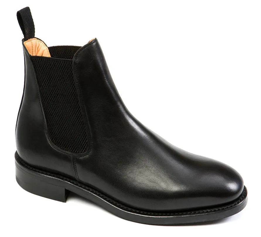 TOWCESTER Men's Wide G Fit Black Calf Chelsea Boot Rubber Sole