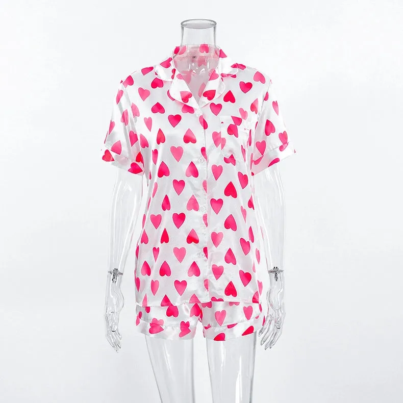 Valentine's Day Love Pajamas Shorts Two-Piece Loungewear Set