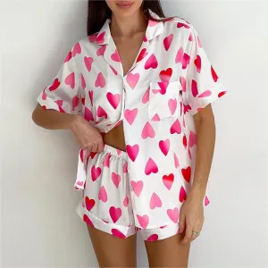Valentine's Day Love Pajamas Shorts Two-Piece Loungewear Set