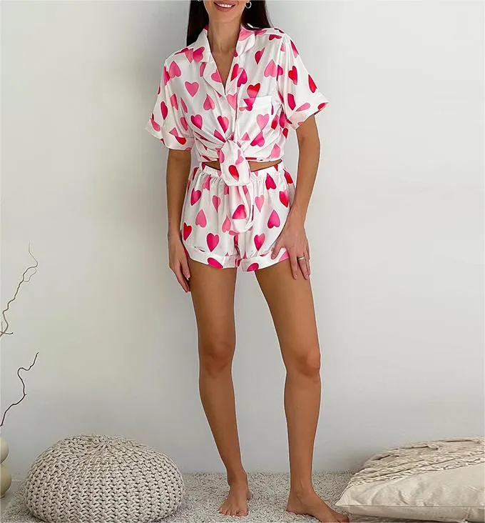 Valentine's Day Love Pajamas Shorts Two-Piece Loungewear Set