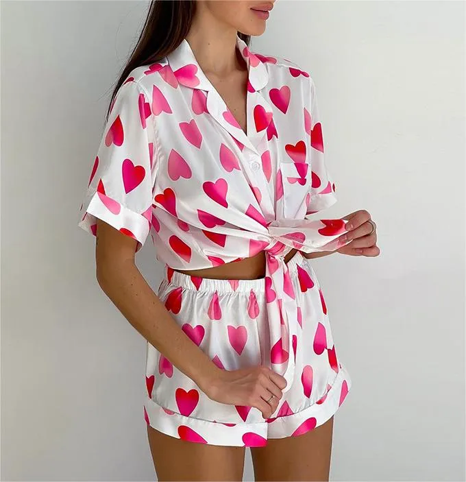 Valentine's Day Love Pajamas Shorts Two-Piece Loungewear Set