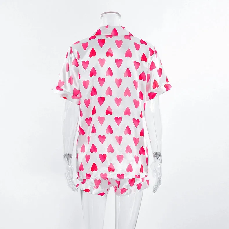 Valentine's Day Love Pajamas Shorts Two-Piece Loungewear Set