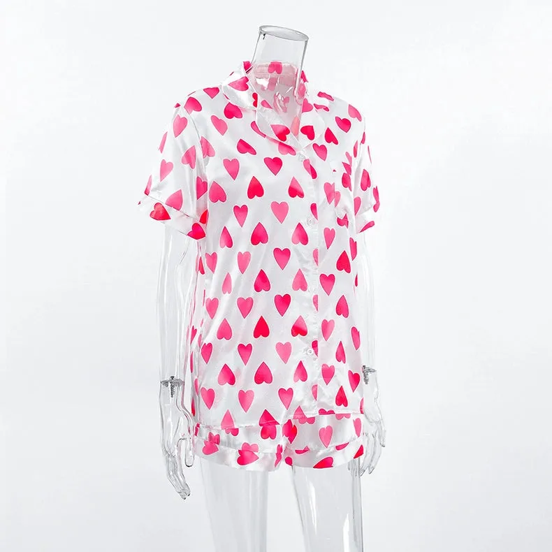 Valentine's Day Love Pajamas Shorts Two-Piece Loungewear Set