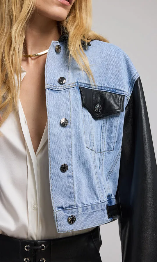 Valex Vegan Leather Denim Jacket