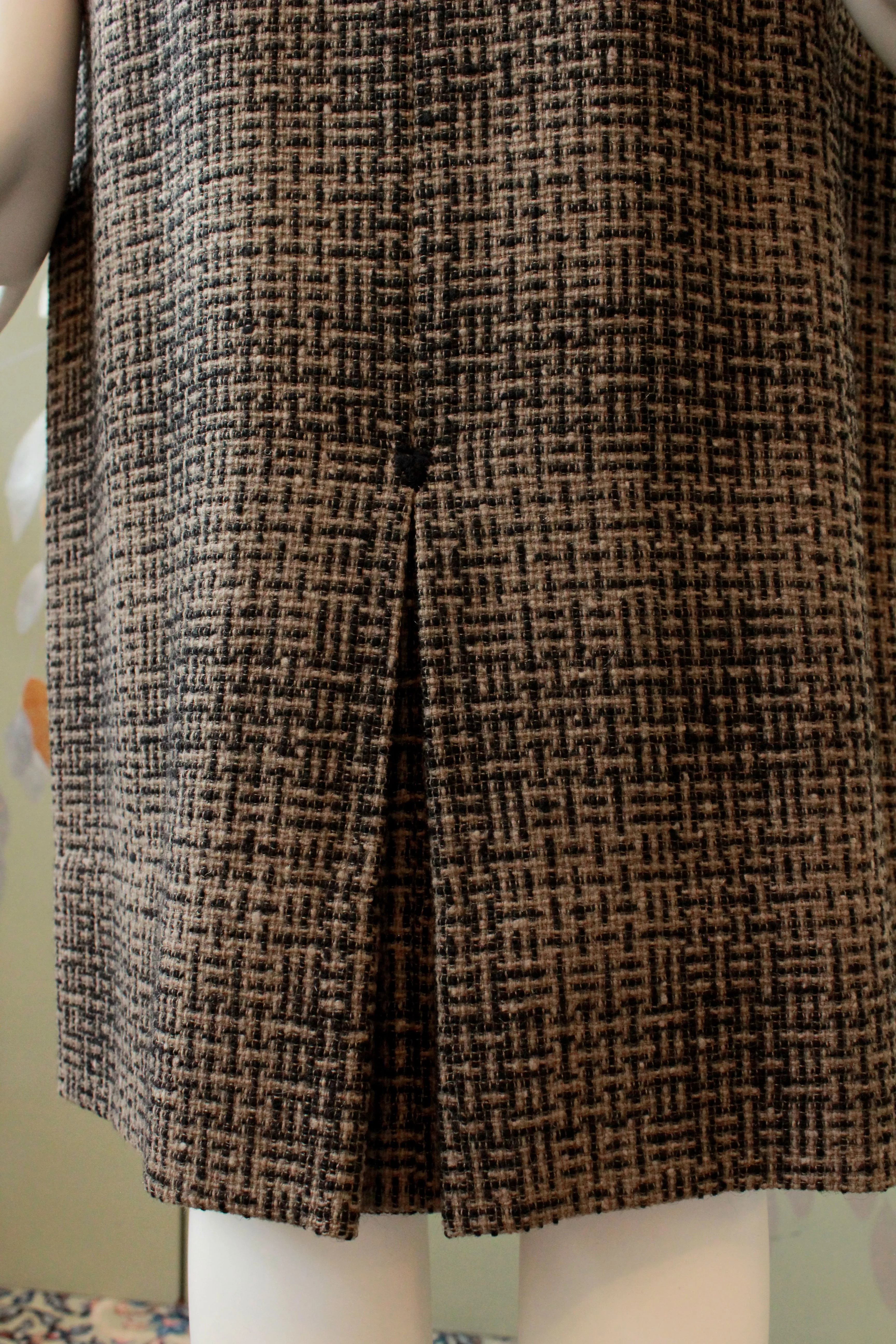 Vintage 1960s Brown And Black Tweed Skirt, Waist 28