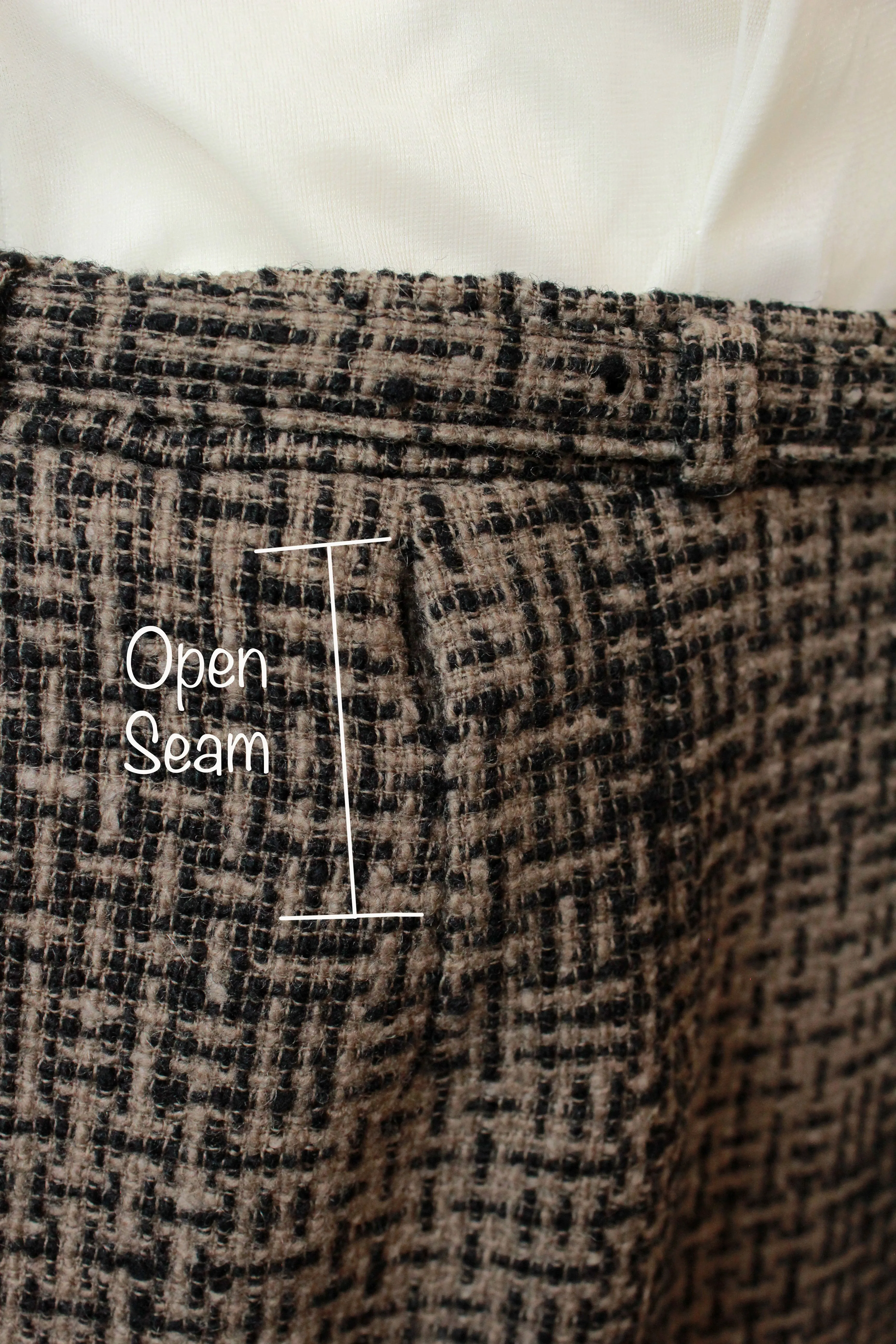 Vintage 1960s Brown And Black Tweed Skirt, Waist 28