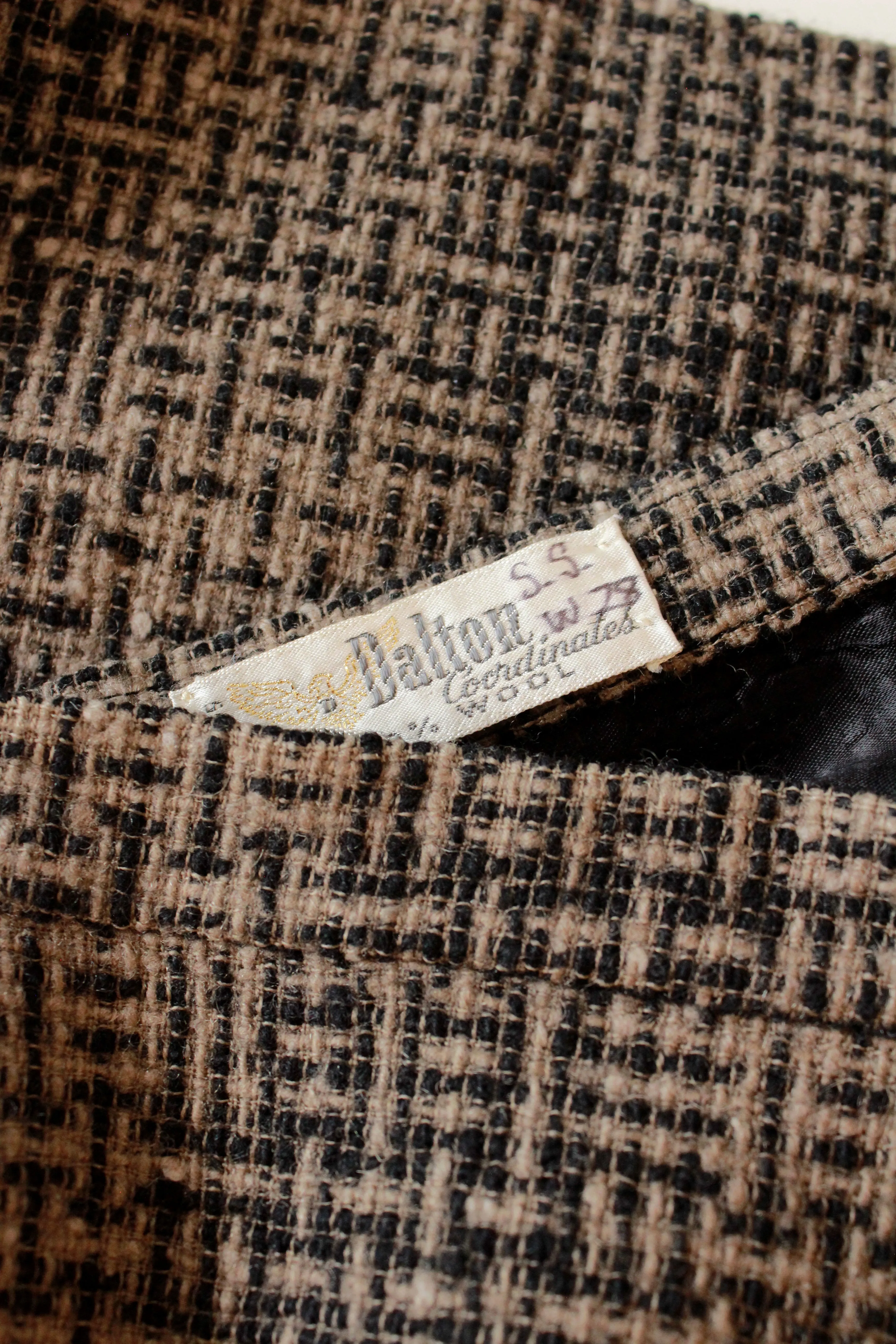 Vintage 1960s Brown And Black Tweed Skirt, Waist 28