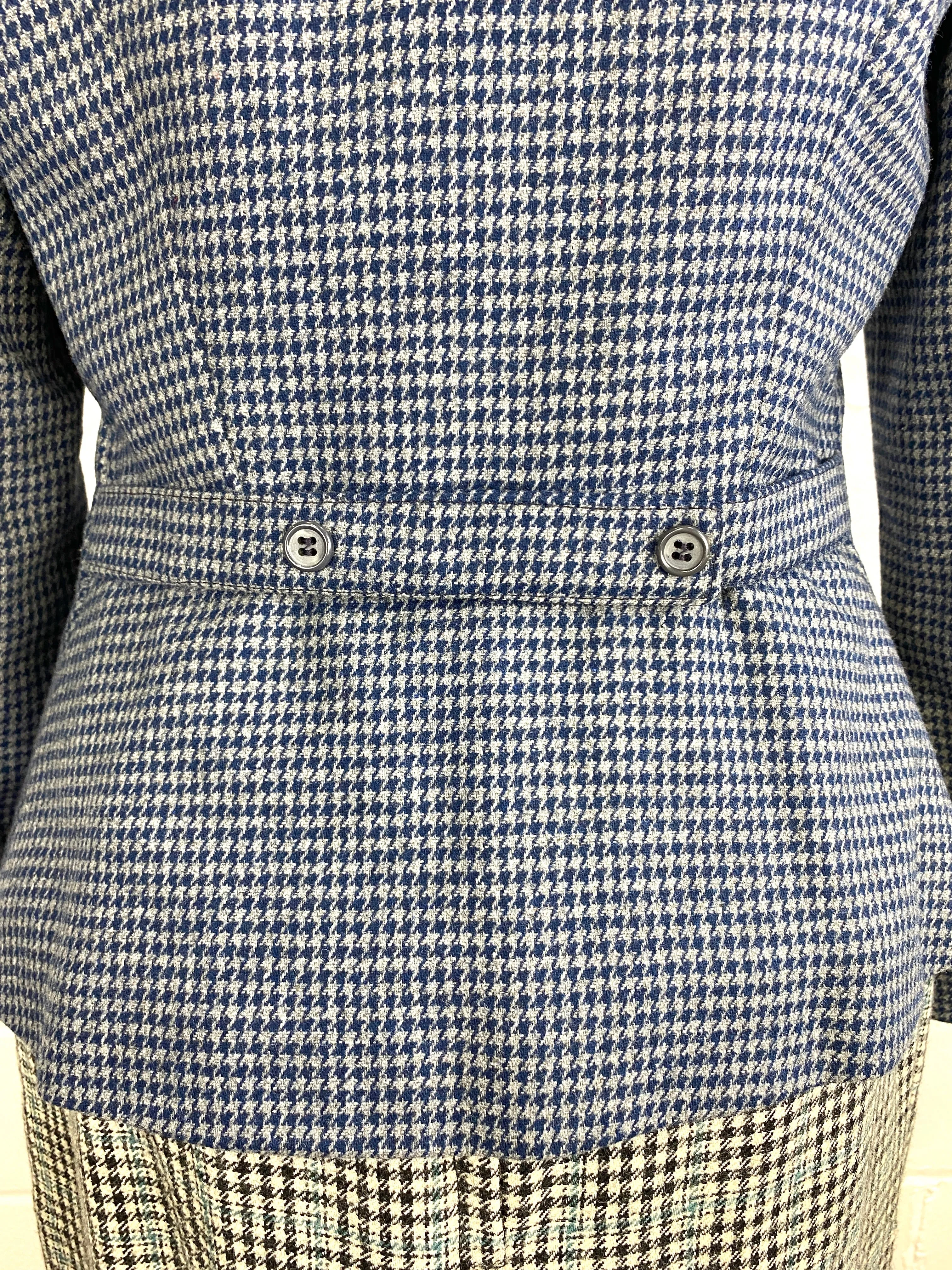 Vintage 1980s Blue Houndstooth Blazer, Small