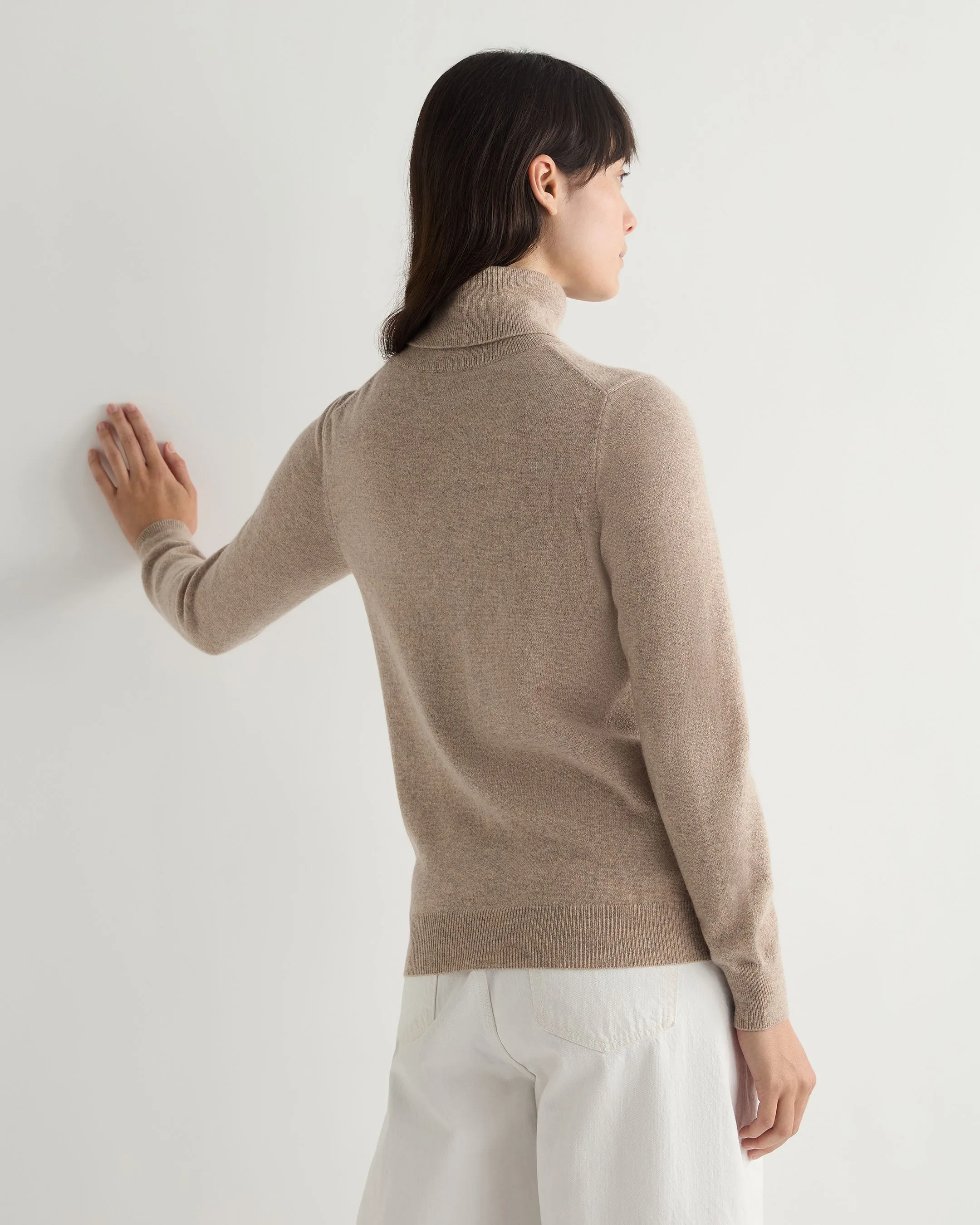 Women's Luna Roll Neck Cashmere Jumper Oatmeal Brown