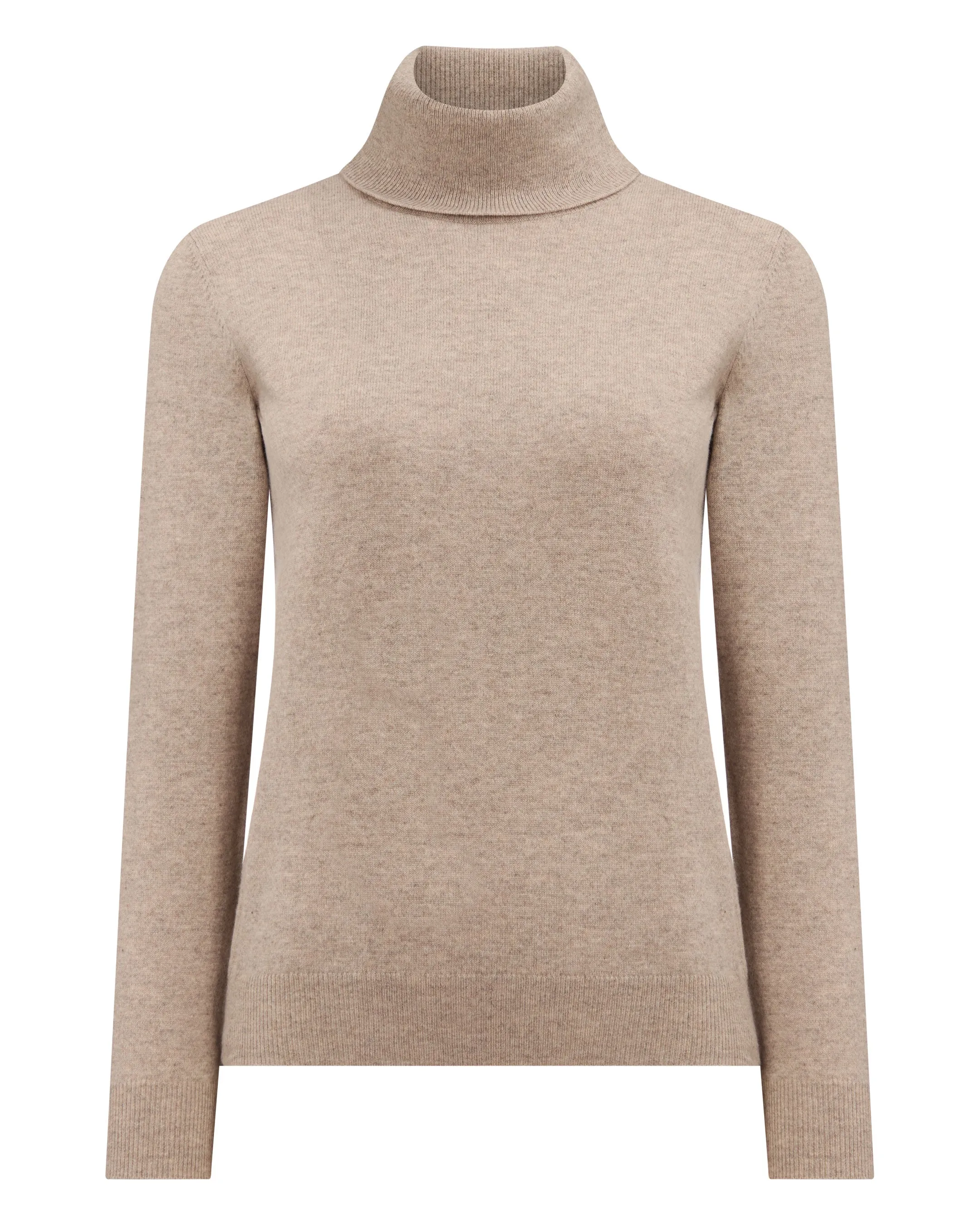 Women's Luna Roll Neck Cashmere Jumper Oatmeal Brown