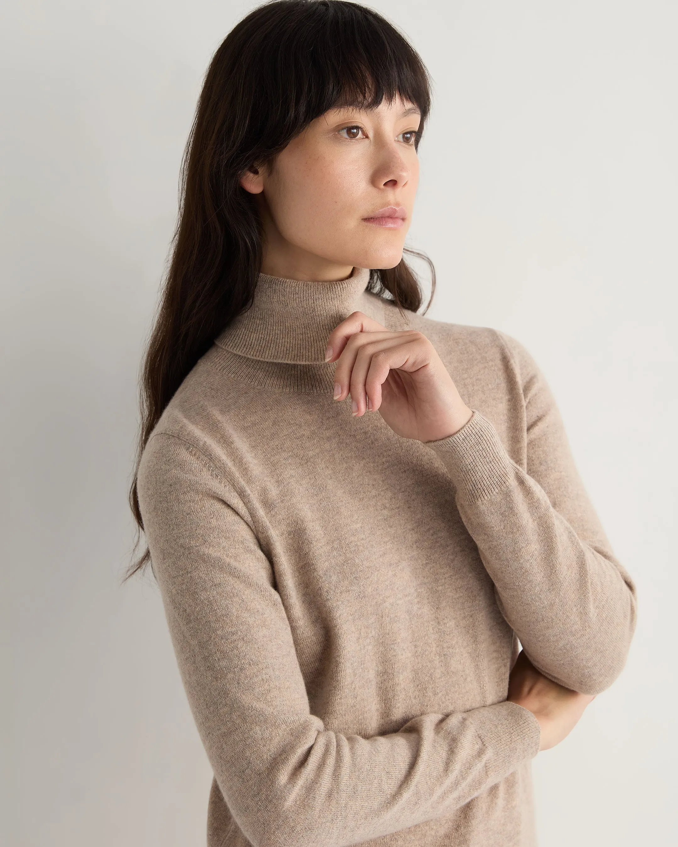 Women's Luna Roll Neck Cashmere Jumper Oatmeal Brown